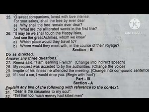 12th english Second revision exam 2025 question paper with answer key