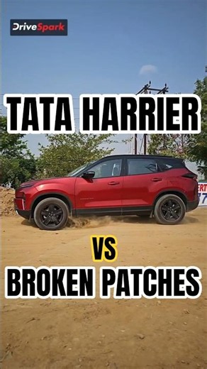 Check out the Tata Harrier Petrol going over some broken patches of roads..