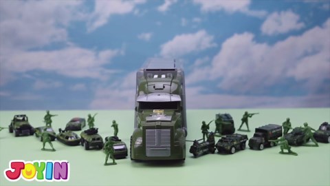 JOYIN 25 in 1 Military Kids Truck Toys for Age 3+, Toddler Boy Toys, Army Men Tanks Set with Soldier Men, Mini Battle Cars in Carrier Truck with Lights and Sounds, Gifts for Grandkids