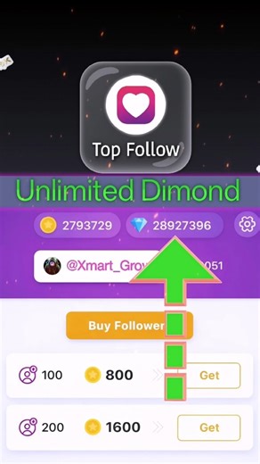 Top Follow Me Unlimited Dimond Kaise Badhaye || Top Follow Unlimited Dimond tricks | #topfollowcode