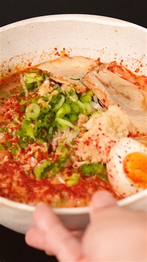 Extra Spicy Tonkotsu Ramen is Fire #ramen #tonkotsuramen #spicyramen