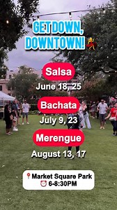 Move into summer! 💃🕺Get your groove on with FREE dance classes in Downtown Houston—Salsa in June, Bachata in July, and Merengue in August—taught by professional instructors. No matter your skill level, everyone’s invited to join the fun! After the class, hit the dance floor with a live DJ spinning the best beats to keep the party going! 🔥When: 👇�🗓️ June 18 & 25 from 6-8:30PM - Salsa�🗓️ July 9 & 23 from 6-8:30PM - Bachata�🗓️ August 13 & 27 from 6-8:30PM - MerengueWhere: 👇�📍@marketsquareh