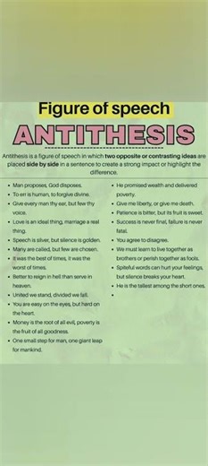 || Figure of speech -Antithesis || #english #education #facts #spokenenglish #vocabulary #concepts