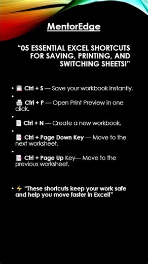 Excel essential shorts #mentoedge #excelshortcuts #microsoft #exceltips