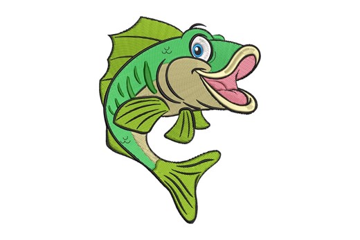 Bass Fish Machine Embroidery Design, Fishing Embroidery Pattern, Cartoon Fish Digital File, Outdoor Hobby, Instant Download - Etsy