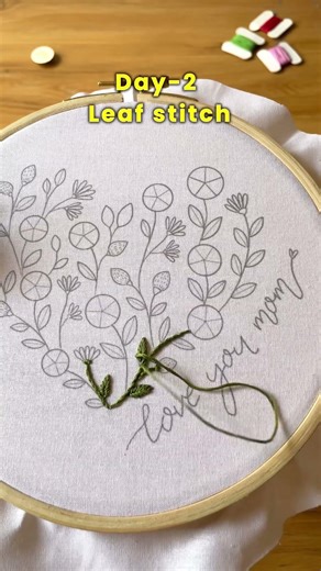 Day- 2, leaf stitch… stay tuned for day 2 #diy #art #handbroidery