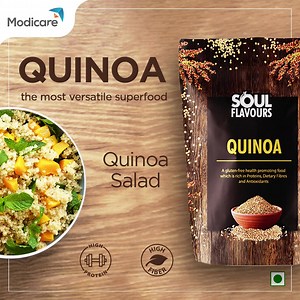 195K views · 513 reactions | Versatile in use, Soul Flavours Quinoa can be eaten during breakfast as a cereal, salad or a main dish for lunch and dinner. It is gluten free, high in protein, high in fiber and contains all 9 essential amino acids. Get yours today - www.modicare.com #Modicare #SochBadlo #LiveTheModiway | Modicare India | Facebook