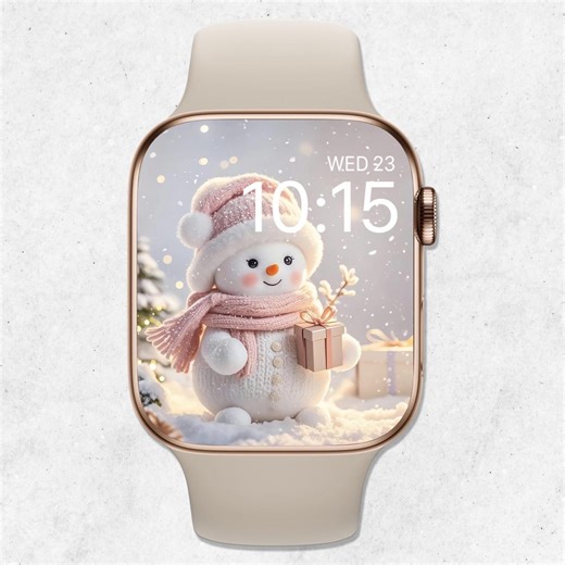 Snowman Apple Watch Wallpaper, Christmas Watch Face, Winter Watch Wallpaper, Festive Smartwatch Background, Cute Christmas Kawaii Aesthetic - Etsy Australia