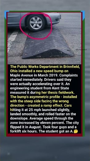 😱❤️CITY INSTALLS SPEED BUMP BACKWARDS, CARS GO FASTER 🚗#shorts