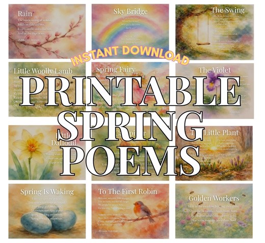 Printable Spring Homeschool Poems: Printable Monthly Poems (digital Download) - Etsy