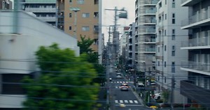 View of the city from the train window