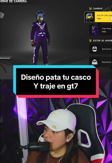 Así le pones diseño a tu traje y casco en #granturismo7 #livehighlights #tiktoklive #gamergirl #tutorials @PlayStation