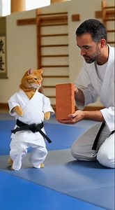 Karate Cat Has Unlocked the Aerial Kick Watch This Epic Move #Karate #CatSkills #AerialKick