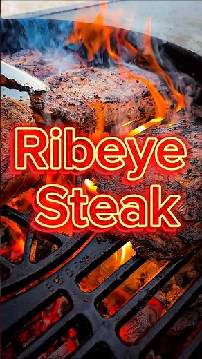 Flame-Grilled Ribeye Steaks with Homemade Chimichurri 🔥 #steak #grilling #bbq #charcoal #meat #fire