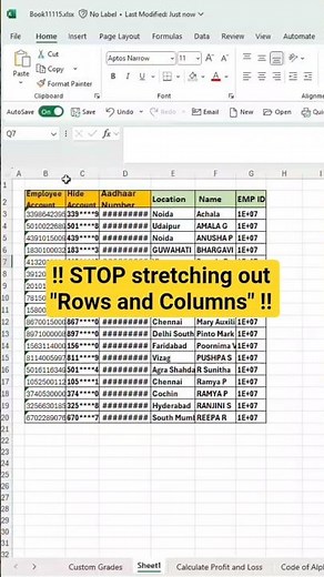 Auto Adjust Rows and Columns #excel #excelformula #exceltips #excelshortcuts #spreadsheetskills