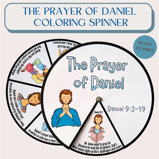 Printable the Prayer of Daniel Coloring Spinner Wheel | Sunday School Craft | Kids Ministry Activity | Prayer Bible Verse Craft - Etsy Australia
