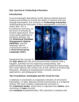 SQL Queries in Technology Education - Reading Passage and x 10 Questions