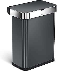 simplehuman 58 Liter / 15.3 Gallon Rectangular Voice and Motion Sensor Automatic Kitchen Trash Can