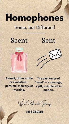 Scent vs Sent | Homophones Explained in 30 Seconds 🌸📨 | English Made Easy #learnenglish