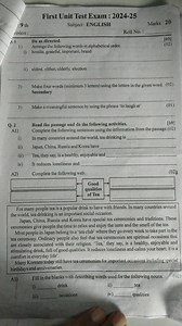 First Unit Test Exam: 2024-252.1 Do as directed.1) Arrange ... | Filo