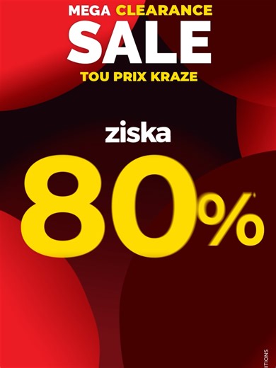 20%, 30%,50%...80% DISCOUNT!!!!!!!!!!! 𝐌𝐞𝐠𝐚 𝐂𝐥𝐞𝐚𝐫𝐚𝐧𝐜𝐞 𝐒𝐚𝐥𝐞 inn koumansé, degazer vinn zuen nou cot Courts Mammouth! 𝐓𝐨𝐮 𝐏𝐫𝐢𝐱 𝐊𝐑𝐀𝐙𝐄 ziska 80% lor enn larz selection prodwi! 👀🔥 Ene nouvo portable, ene nouvo Television oubyien ene elecktromenager pou ou lakaz ? Zis tou ena cot Courts Mammouth ek ziska 80% discount 🛒Asté dan showroom ouswa en ligne : https://shorturl.at/MXVBc 📲 Télécharge nou application ek asté lor MFamily : https://tinyurl.com/2kctvkhr ⏰Ziska 12 Ma
