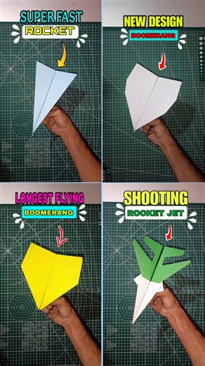 4 best flying paper airplane ✈️🥰 , how to make paper jet tutorial , come back plane #shorts #paper