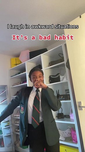 Awkward Humor in School Uniform: A Fun Expression