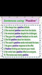 Learn English sentences using the word "Positive" English learning solutions "Positive meaning with example sentence #dailyuseenglishwords #englishlesson #vocabulary #englishteacher #englishvocabulary #learningenglish #positive | English Learning