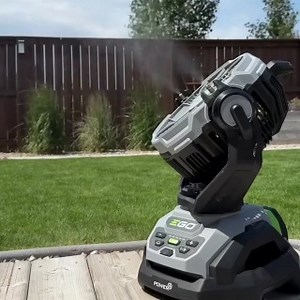 Whether you're working or relaxing, cool down in seconds with our new cordless, oscillating 10" Misting Fan. Video by Kruger Construction | EGO