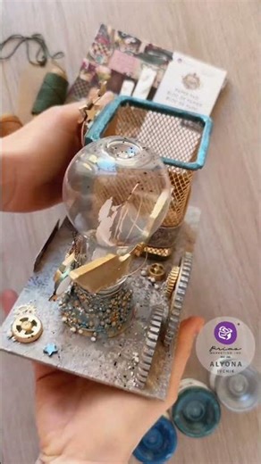 Steampunk Mixed Media Desk Decor | Finnabair Moulds Tutorial #artandcraft #diy #primamarketing