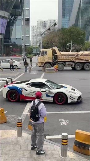 Crazy Modified Ferrari 458 Italia with Huge Wing 🔥 #ferrari #supercar #carspotting