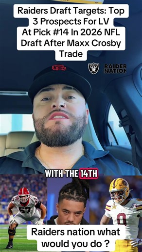Raiders Draft Targets: Top 3 Prospects For LV At Pick #14 In 2026 NFL Draft After Maxx Crosby Trade #fyp #raiders #nfl #raidersnation