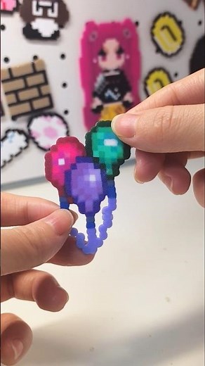 I made a bunch of Terraria-themed balloons using perler beads.#diy #perlerbeads #terraria #balloon