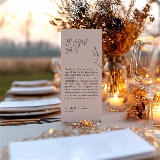 Wedding Thank You Cards: Printable Table Napkin Notes (4x9" PDF Template) - Etsy