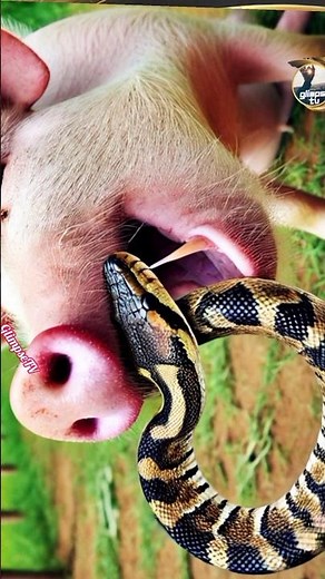 Shocking Moment: Pig Filmed Eating a Snake