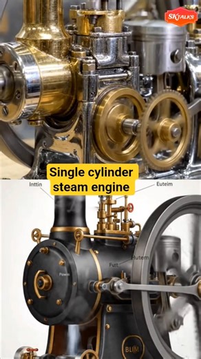 single cylinder steam engine with two piston . #cad #pump#design #solidworks #engineering #autocad