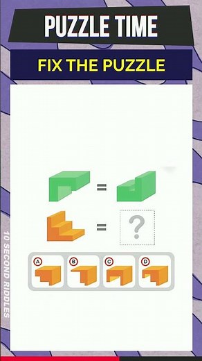 Which 3D Piece Matches? 🧠🔄 | Puzzle Time Visual Logic Challenge