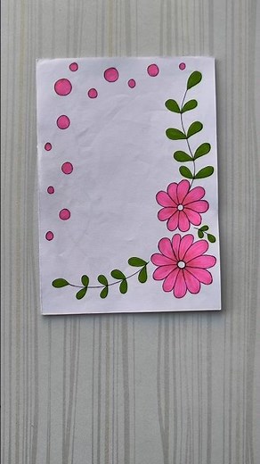 Pink Floral Dots border design/6 easy border design/Border design/Project/Priyanka Gunwal #shorts