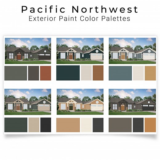 Pacific Northwest Exterior Paint Colors | 6 PNW House Color Schemes - Etsy