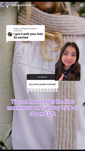 Replying to @Megan Fromme I hope everyone is able to get what they want and that these tips help! Link will be in my bio at 10 am est this Tuesday! #sprinkle #lilac #parkesport #parke #mockneck @Parke @chelsea parke