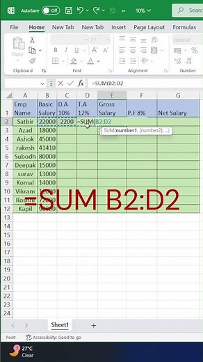 How to Create Salary Sheet in Excel | D.A,T.A,G.S,P.F, NET SALARY | #salary_sheet #salarysheet #data