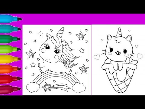 Cute Unicorn Coloring Page - UNICORN Coloring Page - Kawaii Unicorn Coloring Page - Imagine It