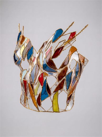 Stained Glass Corset, Multicolor Sculptural Breastplate, Handmade Fashion Armor, Dramatic Custom Corset Bustier Top, Breastplate Armor - Etsy