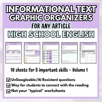 Informational Text Graphic Organizers for High School | Use With ANY Article