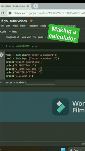 easiest way to make a calculator in google collab #coding #coder #like #subscribe #share