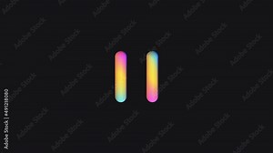 Play and pause button morphing loop animation. Gradient colors with dark background. 60 fps.