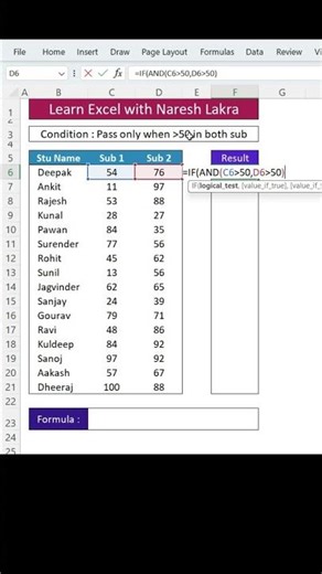 IF formula with and function #excel #exceltips #spreadsheetmagic #excelformulas #exceltricks