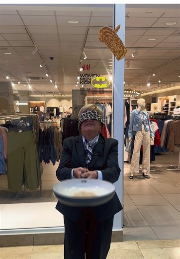 Don’t try this at home🤣🥞🍳 Our Pancake Tuesday flip contest is back, only this year we’re blindfolded… #pancaketuesday #flipping #fail #funnyvids