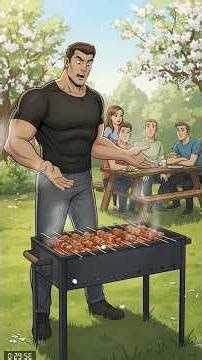 A macho and a nerd are going to a barbecue #story