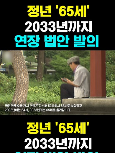 정년 연장 법안 발의, 2033년까지 65세로 상향
